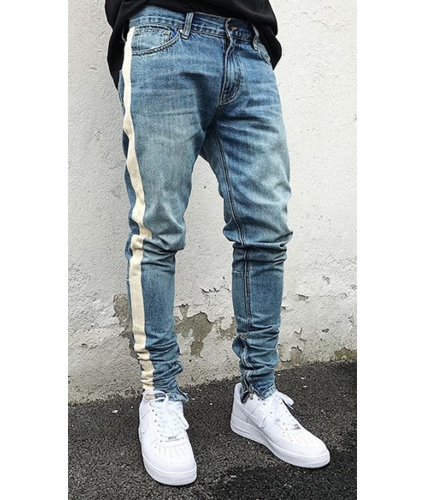 Skinny Jeans Men Hip Hop stripe Ripped Elastic Slim Fit Jeans Male Stretchy Pants street fear of God trousers Skinny Jeans Men Hip Hop stripe Ripped Elastic Slim Fit Jeans Male Stretchy Pants street fear of God trousers