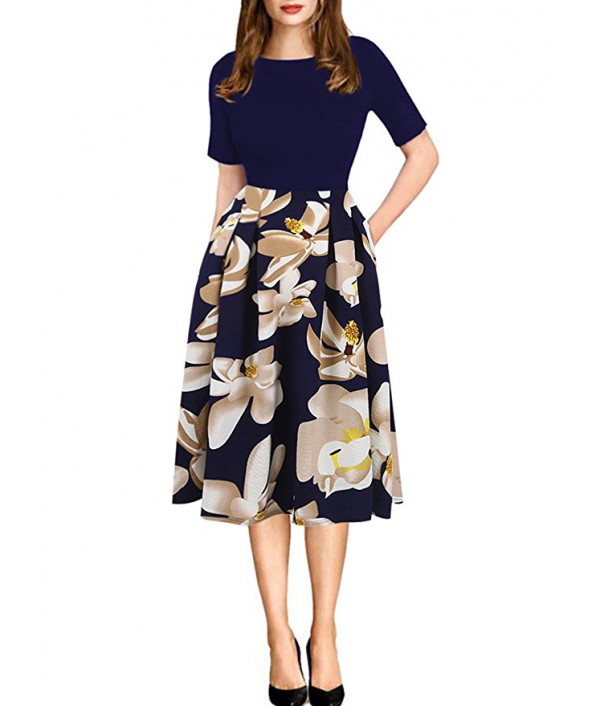 Women's Vintage Patchwork Pockets Puffy ...